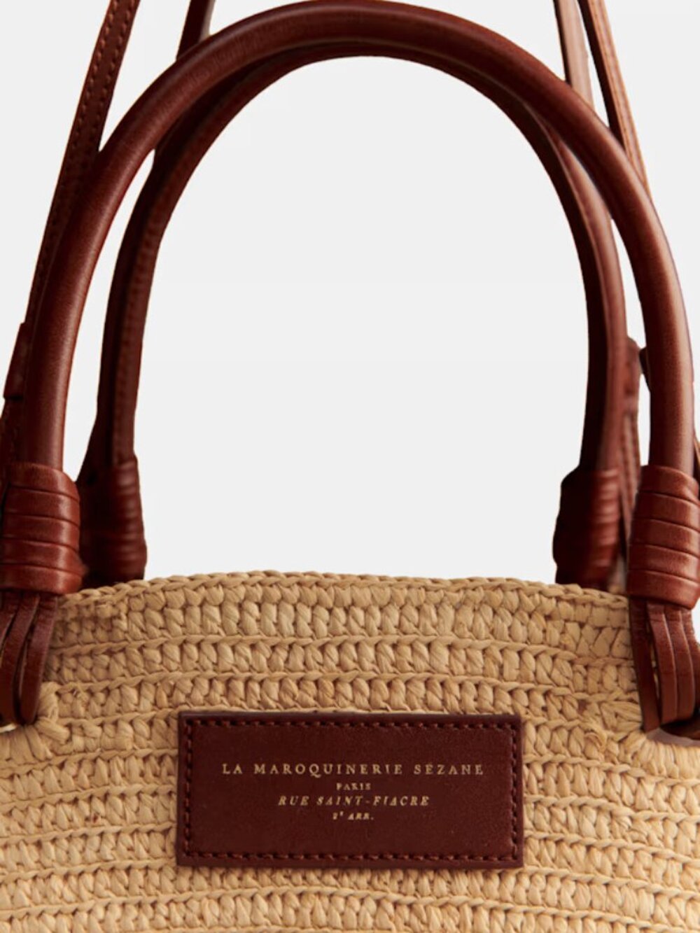 Sézane Justine Basket Bag Natural Raffia Leather NWT - Picture 3 of 6